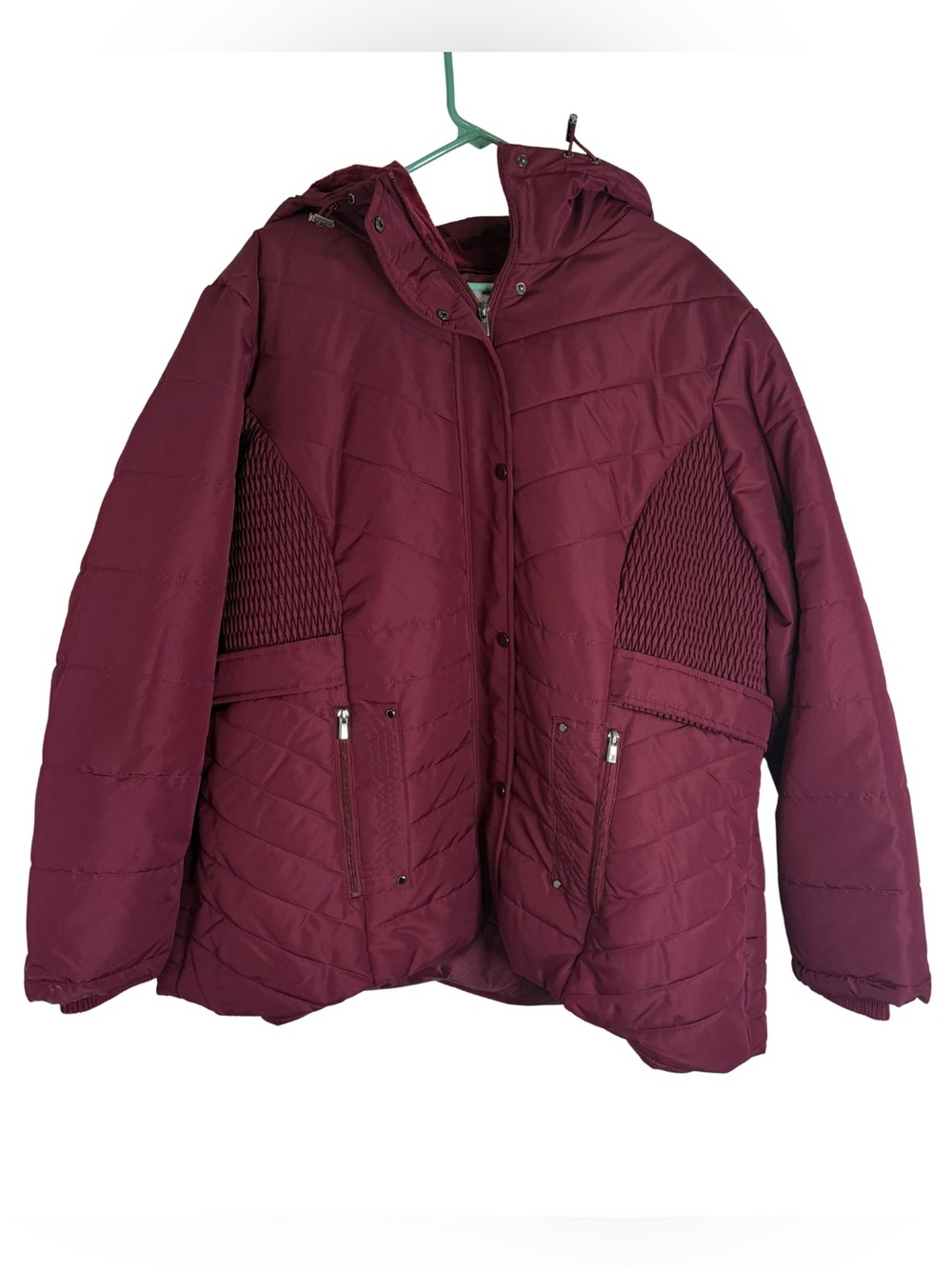 Liz Claiborne Burgundy Hooded Long Sleeve Quilted Puffer Jacket Size 3X